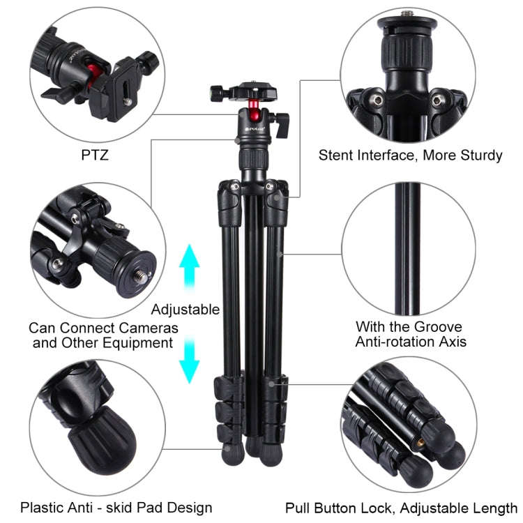 PULUZ 4-Section Folding Legs Metal  Tripod Mount with 360 Degree Ball Head for DSLR & Digital Cam...