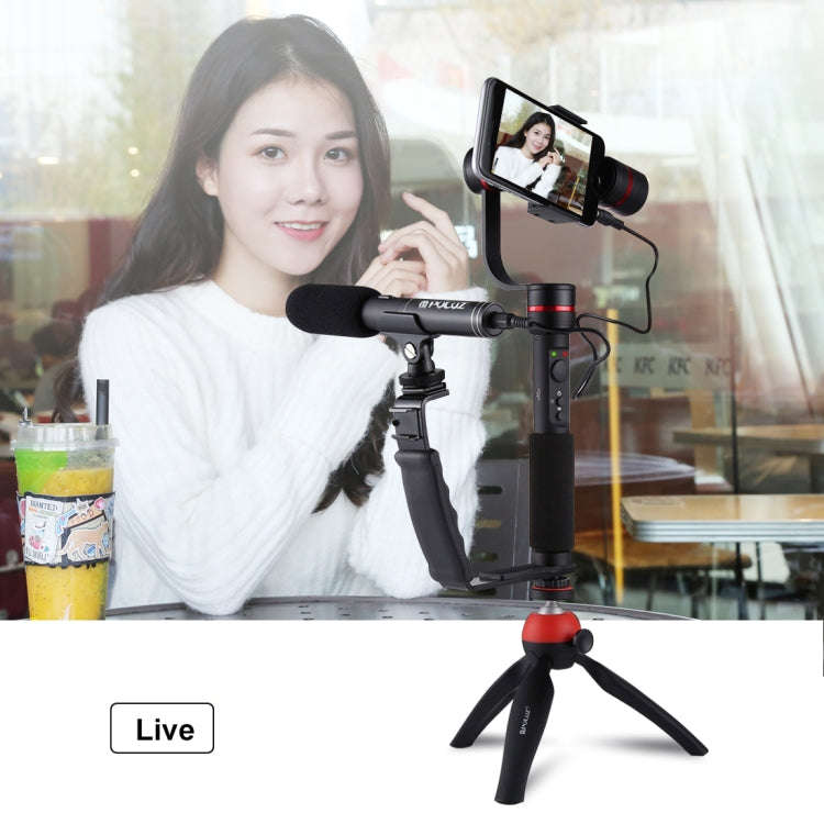 PULUZ L-Shape Bracket Handheld Grip Holder with Dual Side Cold Shoe Mounts for Video Light Flash,...