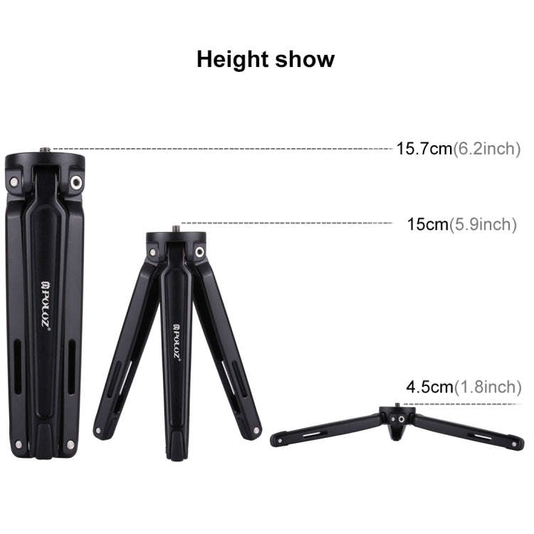 PULUZ Pocket Mini Metal Desktop Tripod Mount with 1/4 inch to 3/8 inch Thread Adapter Screw for D...