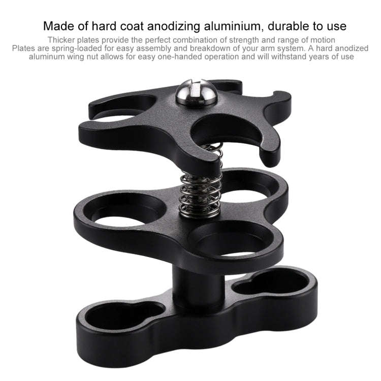 PULUZ Triple Ball Clamp Diving Camera Bracket Aluminum Spring Flashlight Clamp for Diving Underwa...