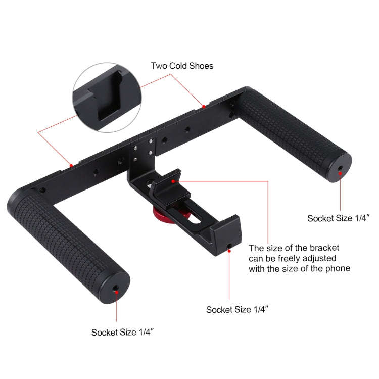 PULUZ Vlogging Live Broadcast Smartphone Video Rig Filmmaking Recording Handle Stabilizer Aluminu...