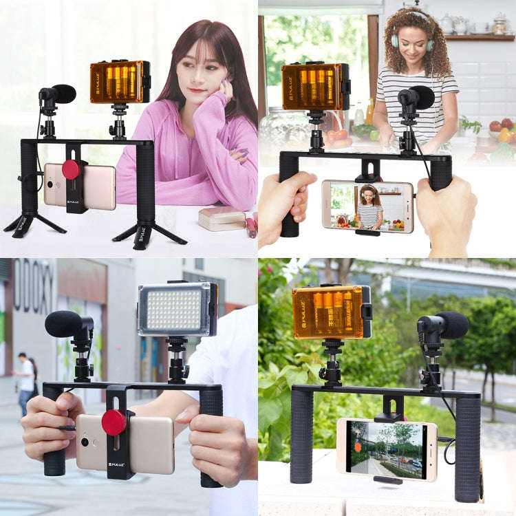 PULUZ Vlogging Live Broadcast Smartphone Video Rig Filmmaking Recording Handle Stabilizer Aluminu...