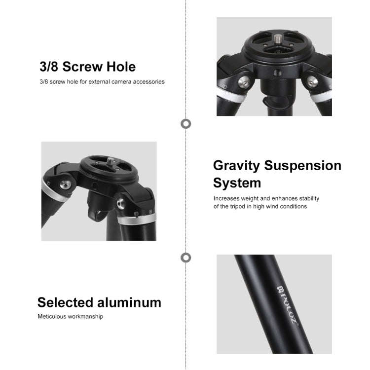 PULUZ 4-Section Folding Legs Metal Tripod Mount for DSLR / SLR Camera, Adjustable Height: 97-180cm