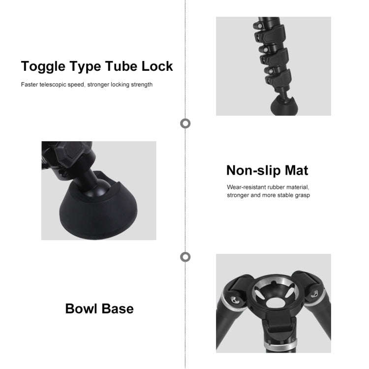 PULUZ 4-Section Folding Legs Metal Tripod Mount for DSLR / SLR Camera, Adjustable Height: 97-180cm