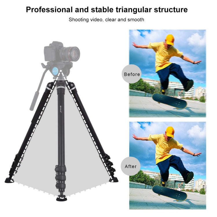 PULUZ 4-Section Folding Legs Metal Tripod Mount for DSLR / SLR Camera, Adjustable Height: 97-180cm