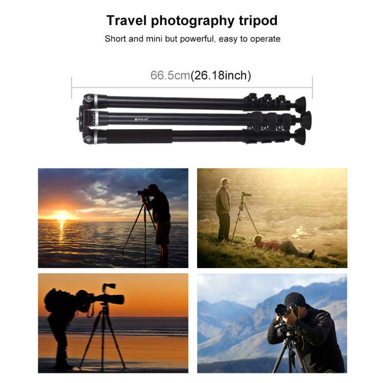PULUZ 4-Section Folding Legs Metal Tripod Mount for DSLR / SLR Camera, Adjustable Height: 97-180cm