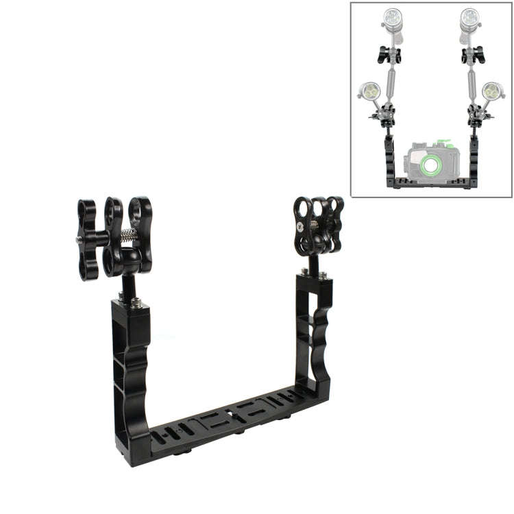 PULUZ Dual Handle Aluminium Tray Stabilizer with Dual Ball Aluminum Alloy Clamp for Underwater Ca...