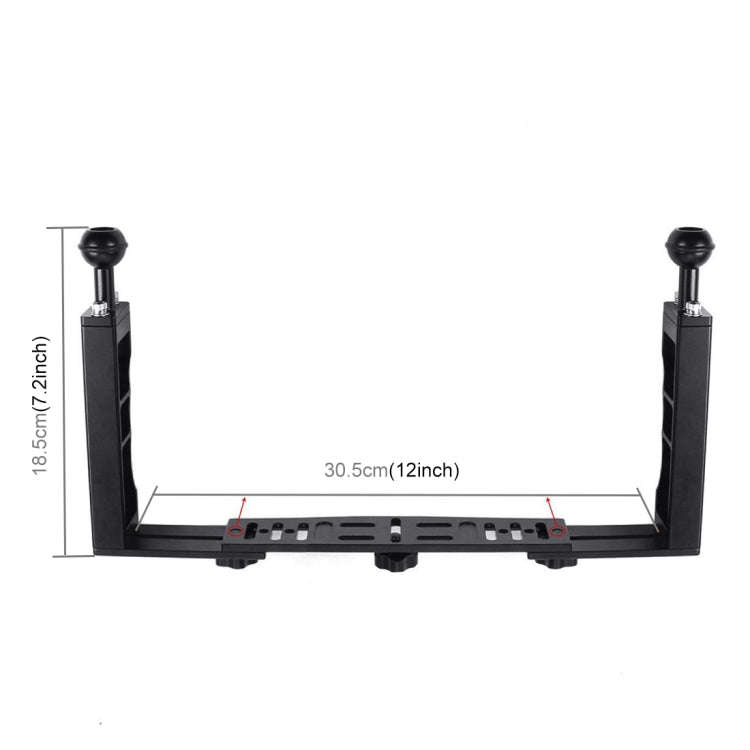PULUZ Dual Handle Aluminium Tray Stabilizer with Dual Ball Aluminum Alloy Clamp for Underwater Ca...