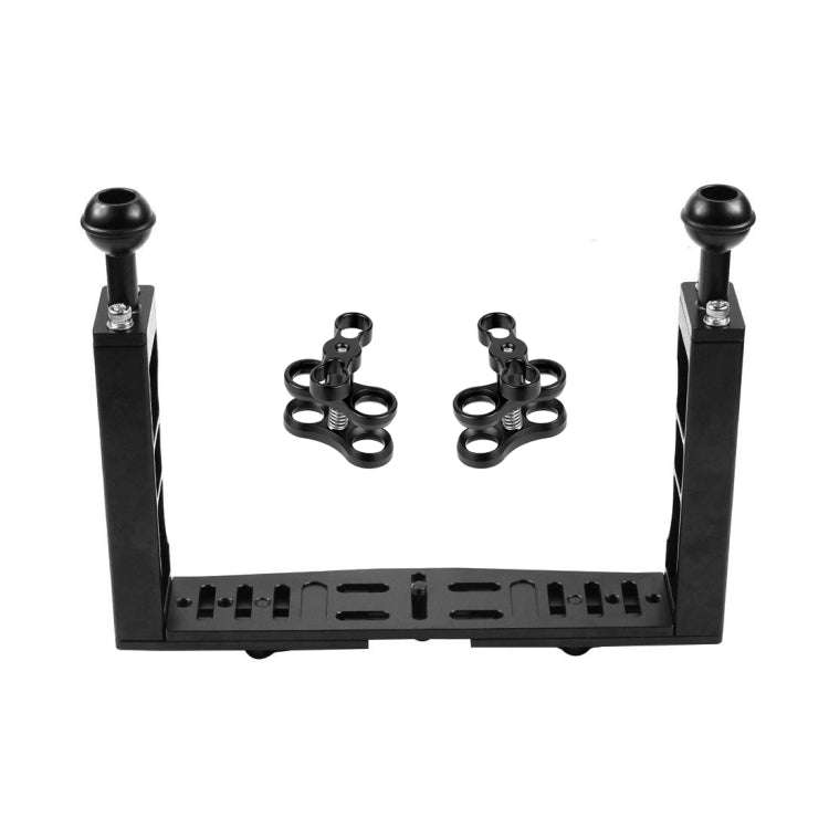 PULUZ Dual Handle Aluminium Tray Stabilizer with Dual Ball Aluminum Alloy Clamp for Underwater Ca...