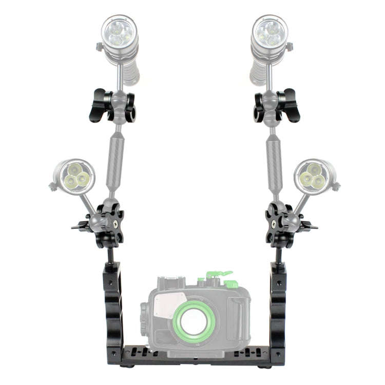 PULUZ Dual Handle Aluminium Tray Stabilizer with Dual Ball Aluminum Alloy Clamp for Underwater Ca...