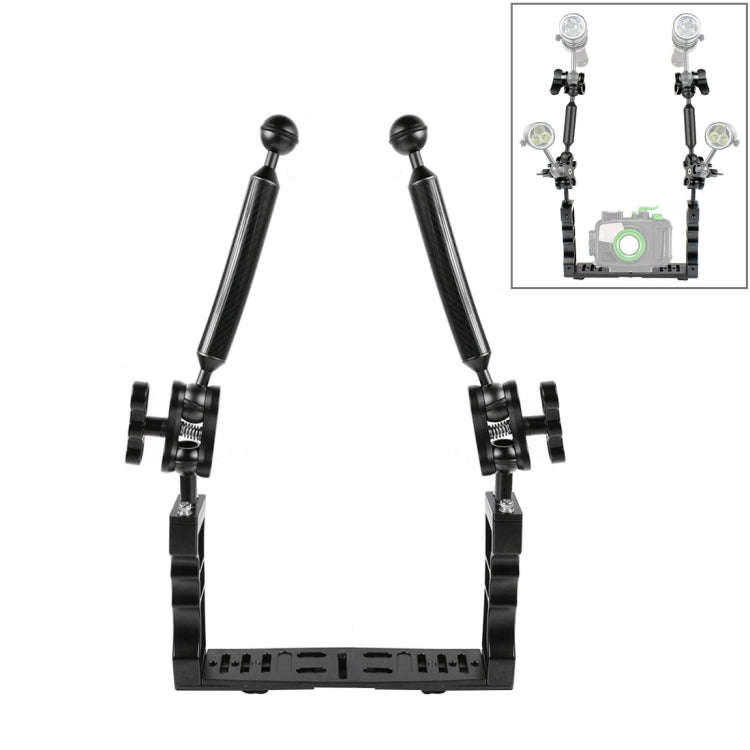 PULUZ Dual Handle Aluminium Tray Stabilizer with 2 x Dual Ball Aluminum Alloy Clamp & 2 x 7 inch ...