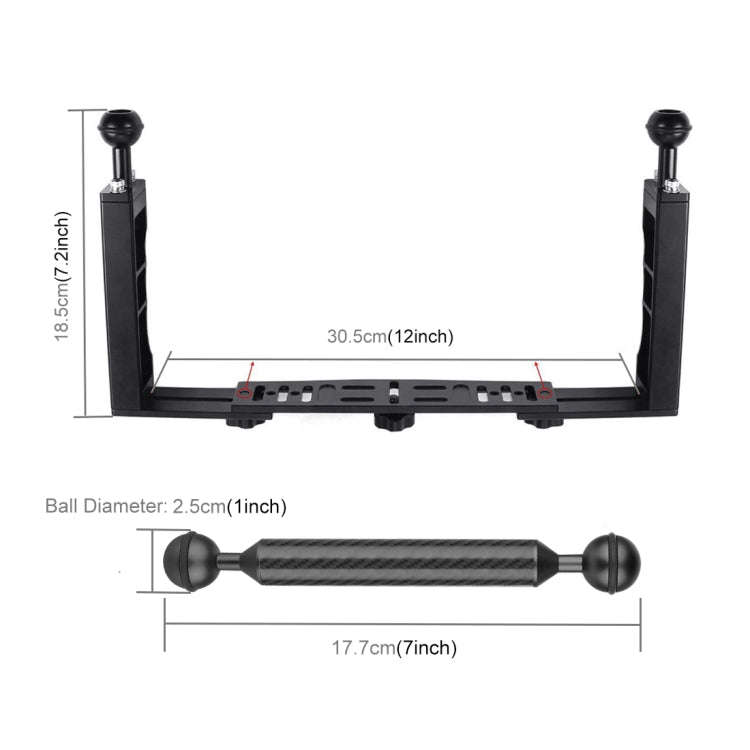 PULUZ Dual Handle Aluminium Tray Stabilizer with 2 x Dual Ball Aluminum Alloy Clamp & 2 x 7 inch ...