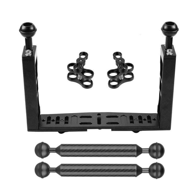 PULUZ Dual Handle Aluminium Tray Stabilizer with 2 x Dual Ball Aluminum Alloy Clamp & 2 x 7 inch ...