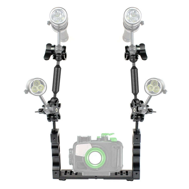 PULUZ Dual Handle Aluminium Tray Stabilizer with 2 x Dual Ball Aluminum Alloy Clamp & 2 x 7 inch ...
