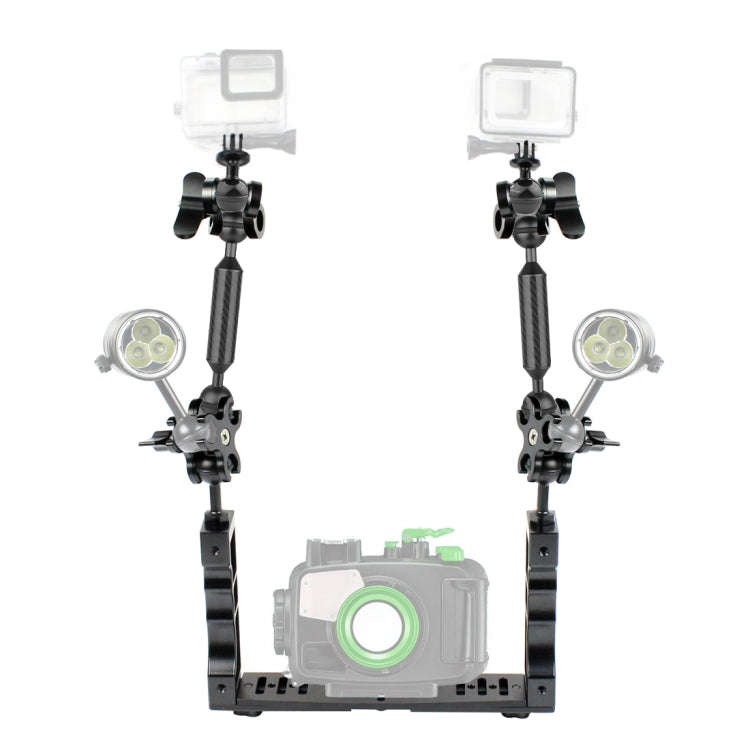 PULUZ Dual Handle Aluminium Tray Stabilizer with 4 x Dual Ball Aluminum Alloy Clamp & 2 x 7 inch ...