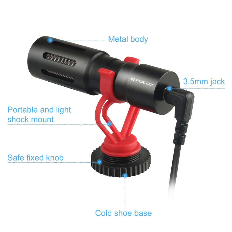 PULUZ Professional Interview Condenser Video Shotgun Microphone with 3.5mm Audio Cable for DSLR &...