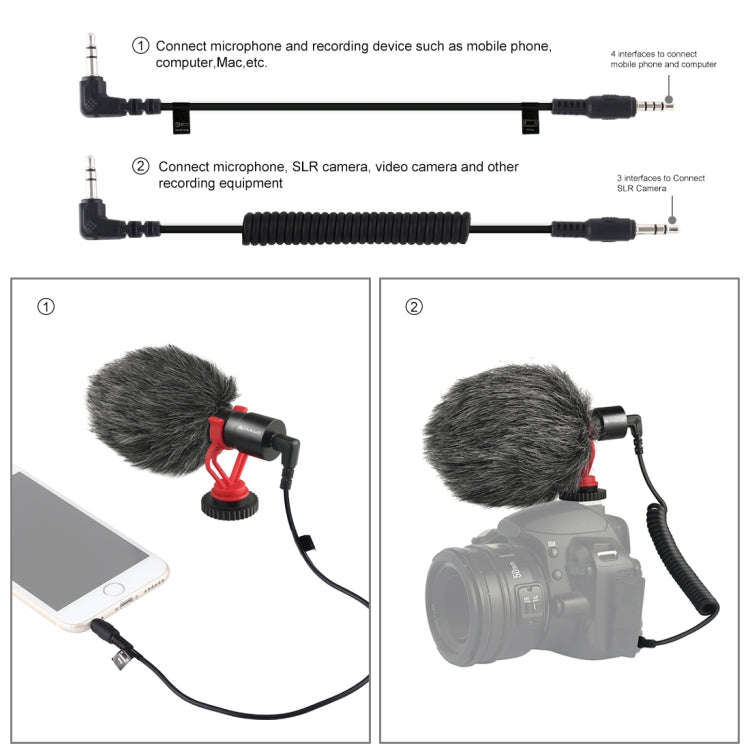 PULUZ Professional Interview Condenser Video Shotgun Microphone with 3.5mm Audio Cable for DSLR &...