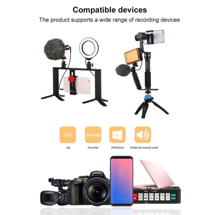 PULUZ Professional Interview Condenser Video Shotgun Microphone with 3.5mm Audio Cable for DSLR &...