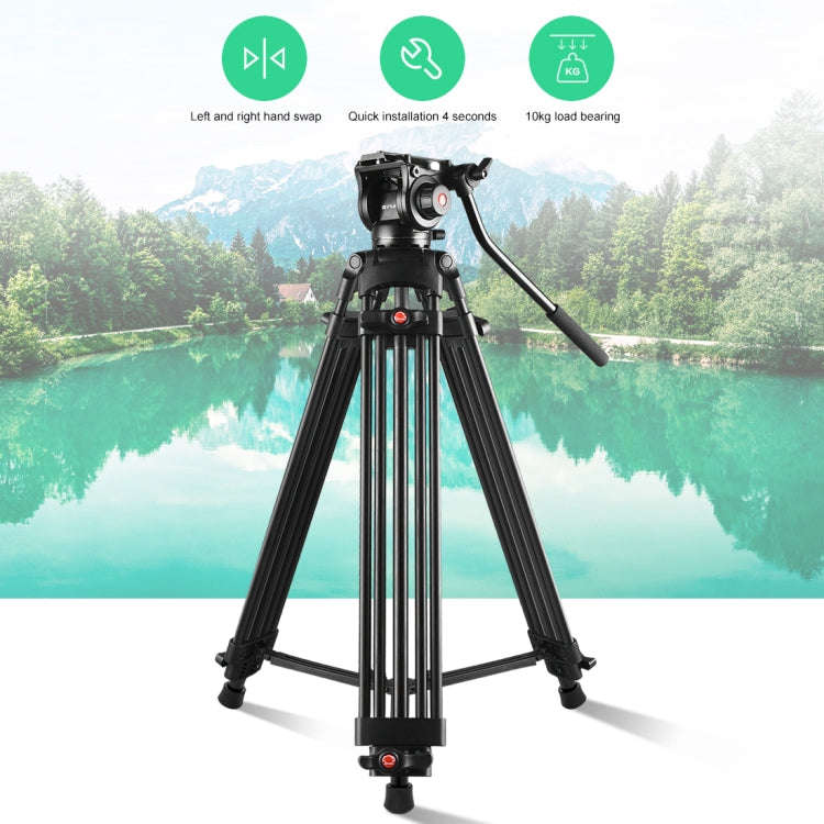 PULUZ Professional Heavy Duty Video Camcorder Aluminum Alloy Tripod with Fluid Drag Head for DSLR...
