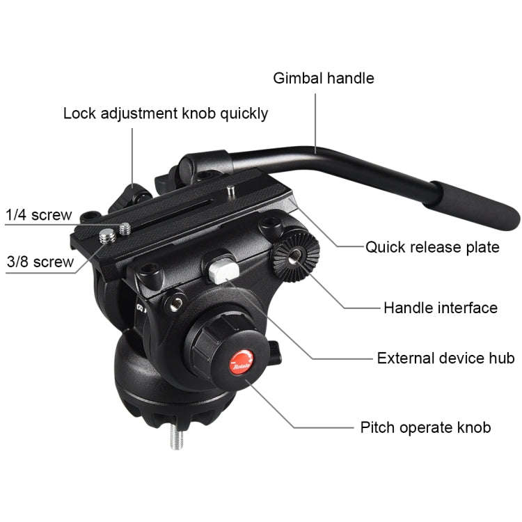 PULUZ Professional Heavy Duty Video Camcorder Aluminum Alloy Tripod with Fluid Drag Head for DSLR...