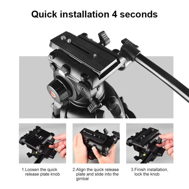 PULUZ Professional Heavy Duty Video Camcorder Aluminum Alloy Tripod with Fluid Drag Head for DSLR...