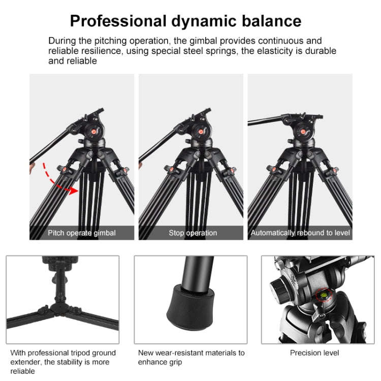 PULUZ Professional Heavy Duty Video Camcorder Aluminum Alloy Tripod with Fluid Drag Head for DSLR...