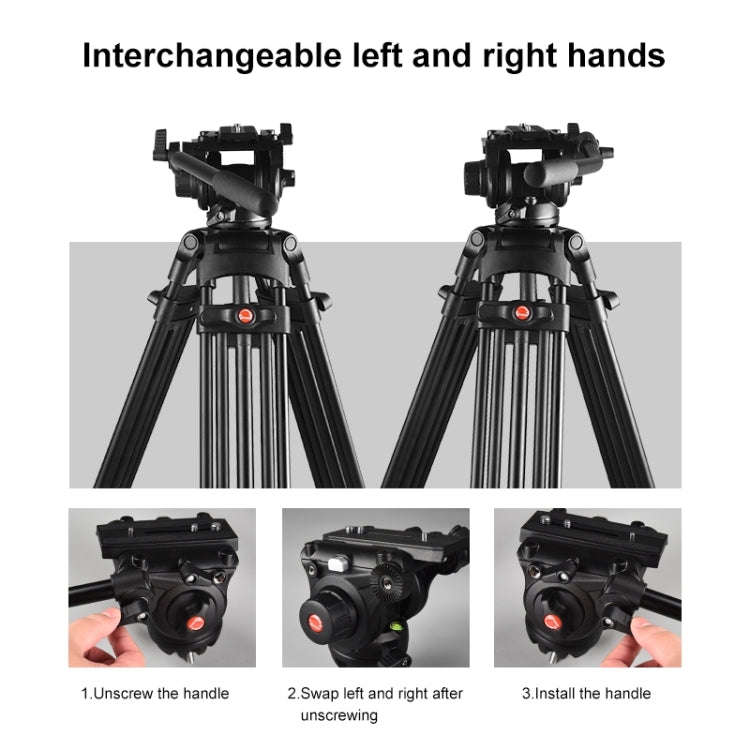 PULUZ Professional Heavy Duty Video Camcorder Aluminum Alloy Tripod with Fluid Drag Head for DSLR...