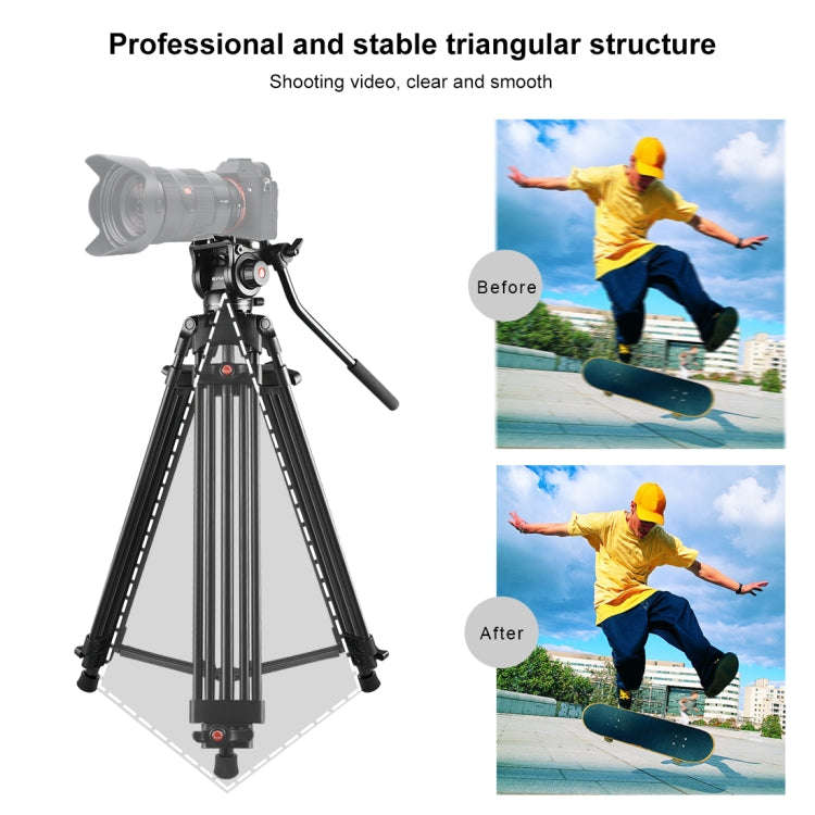 PULUZ Professional Heavy Duty Video Camcorder Aluminum Alloy Tripod with Fluid Drag Head for DSLR...