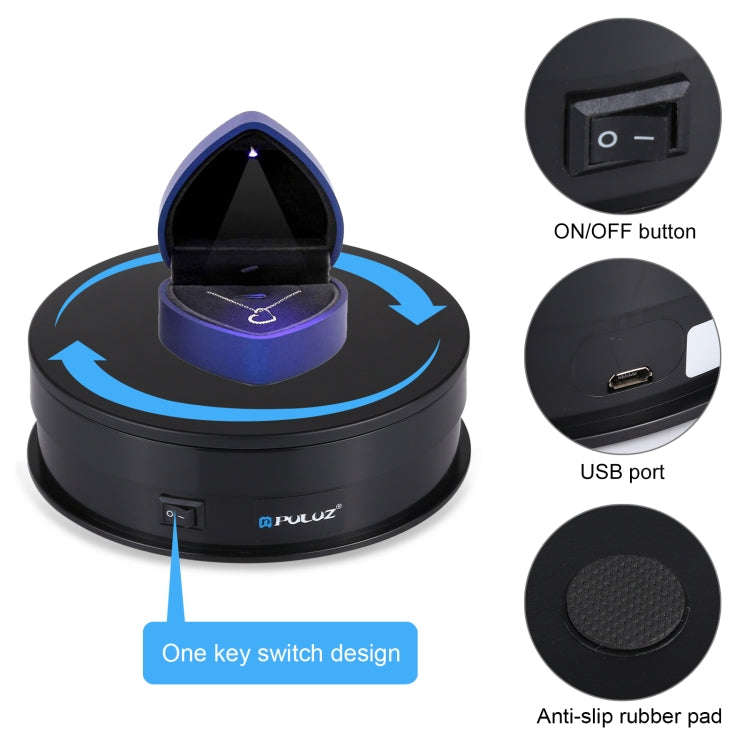 PULUZ 15cm USB Electric Rotating Turntable Display Stand Video Shooting Props Turntable for Photo...