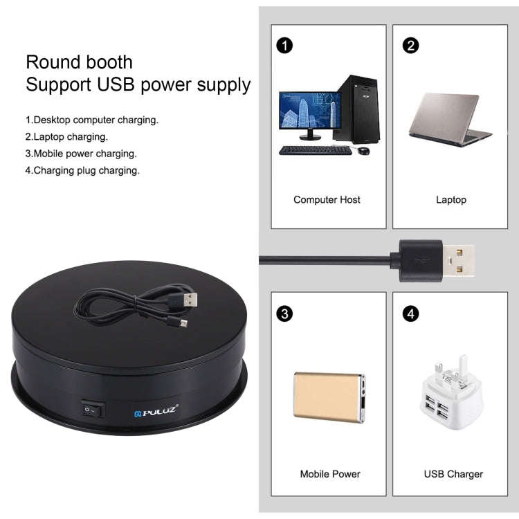 PULUZ 15cm USB Electric Rotating Turntable Display Stand Video Shooting Props Turntable for Photo...