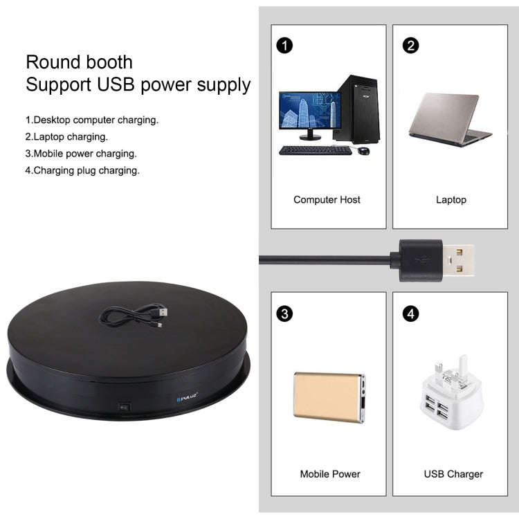 PULUZ 30cm USB Electric Rotating Turntable Display Stand Video Shooting Props Turntable for Photo...