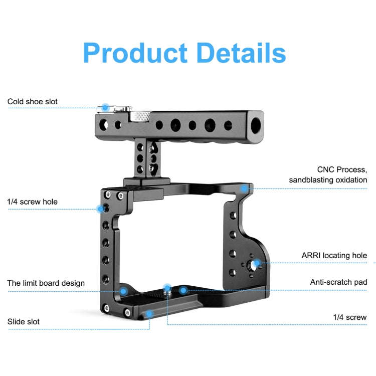 PULUZ Video Camera Cage Stabilizer with Handle for Sony A6600 / ILCE-6600(Black)