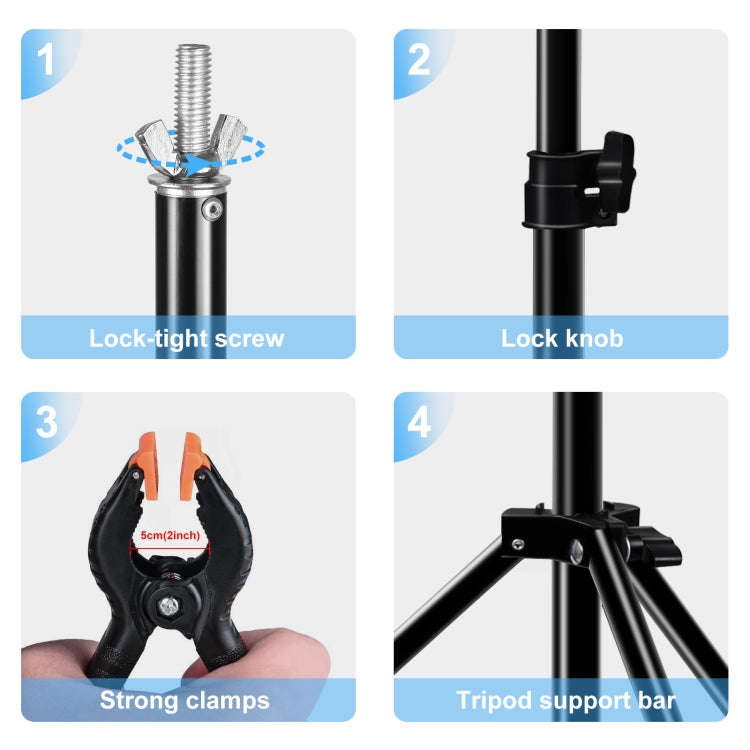 67cm T-Shape Photo Studio Background Support Stand Backdrop Crossbar Bracket with Clips, No Backd...