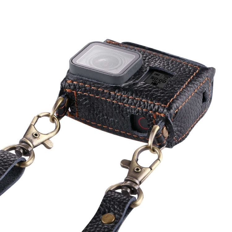 PULUZ for GoPro HERO7 Black /6 /5 Litchi Texture Genuine Leather Housing Case with Set Key Hole &...