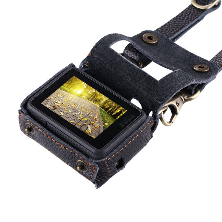 PULUZ for GoPro HERO7 Black /6 /5 Litchi Texture Genuine Leather Housing Case with Set Key Hole &...
