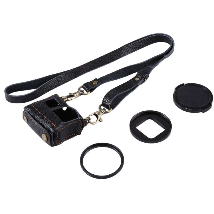 PULUZ for GoPro HERO7 Black /6 /5 Litchi Texture Genuine Leather Housing Case with Set Key Hole &...