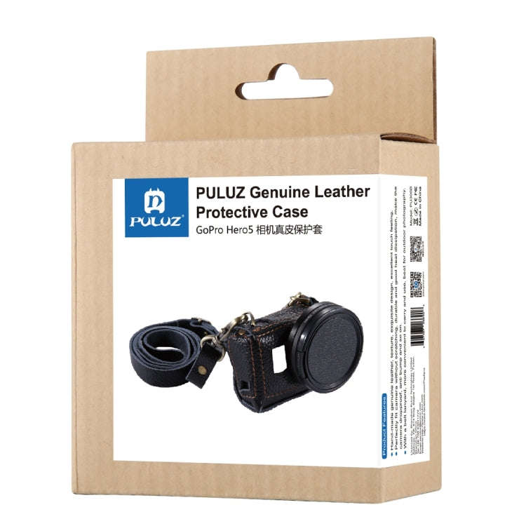 PULUZ for GoPro HERO7 Black /6 /5 Litchi Texture Genuine Leather Housing Case with Set Key Hole &...