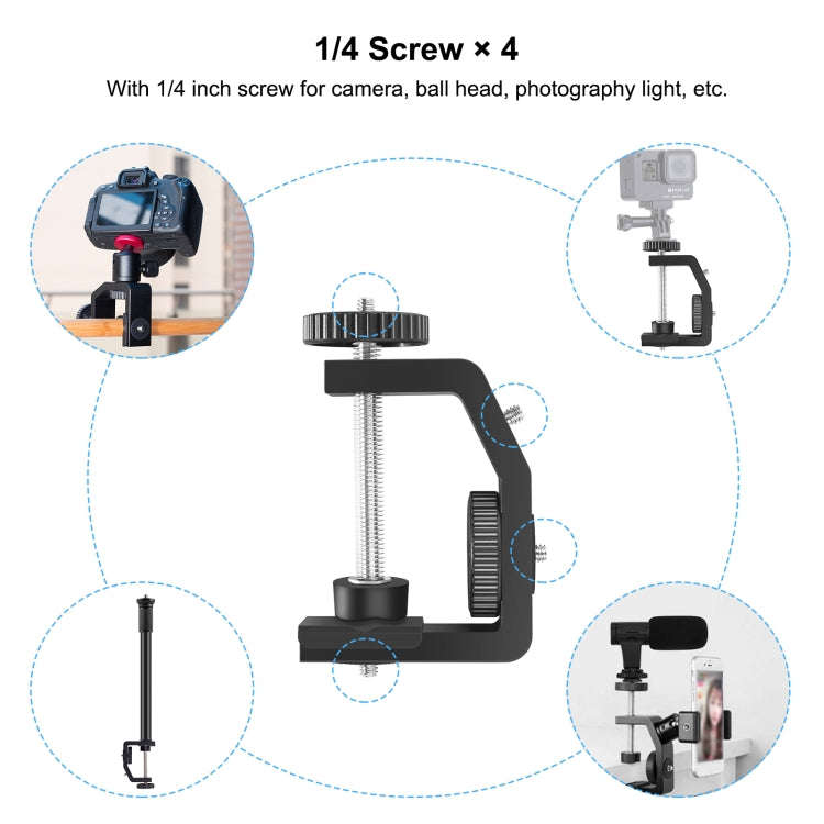 PULUZ C Clamp Mount Light Stand Extension Central Shaft Rod Monopod Holder Kits with Ball-Head, R...