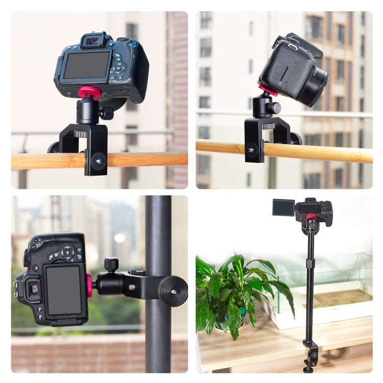 PULUZ C Clamp Mount Light Stand Extension Central Shaft Rod Monopod Holder Kits with Ball-Head, R...