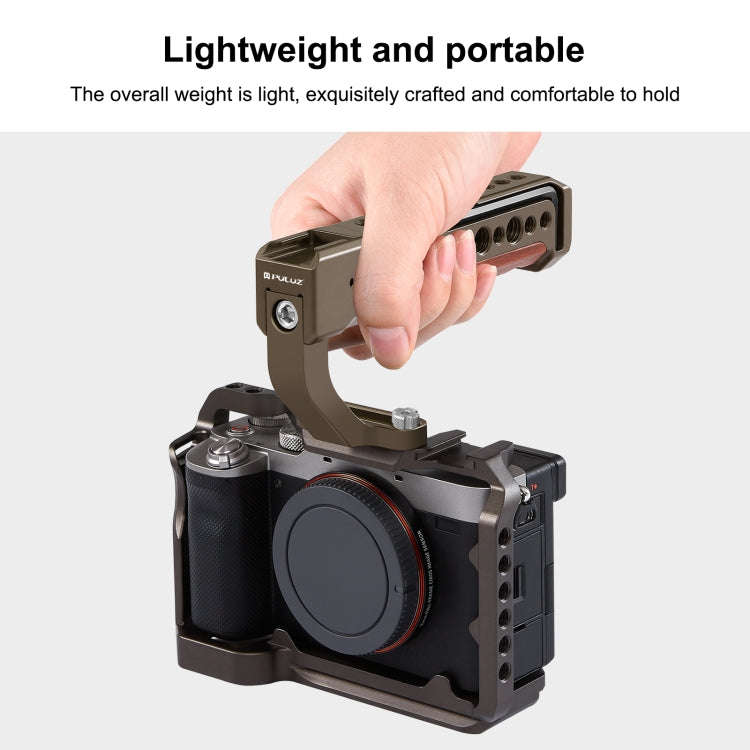 PULUZ Camera Wooden Top Handle with Cold Shoe Mount for Mirrorless Camera Cage Stabilizer(Bronze)