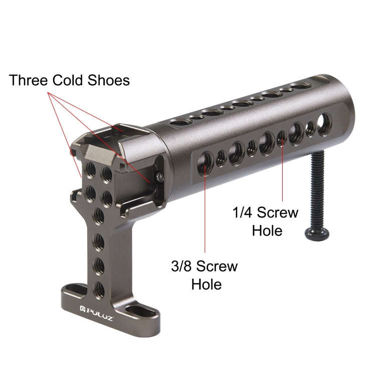 PULUZ Handheld Video Stabilizer Top Handle with 3 Cold Shoes Mount for Camera Cage (Bronze)
