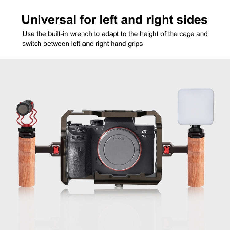 PULUZ 3/8 inch Screw Universal Camera Wooden Side Handle with Cold Shoe Mount for Camera Cage Sta...