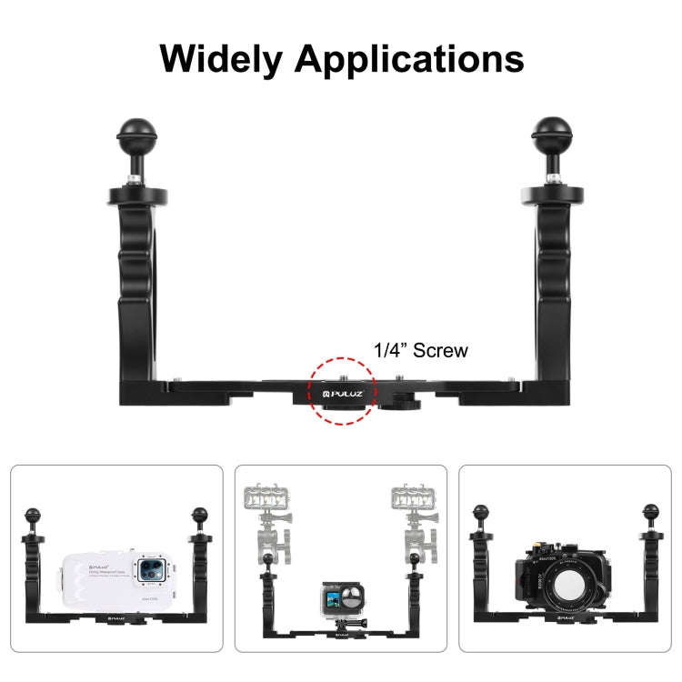 PULUZ Dual Handles Aluminium Alloy Tray Stabilizer for Underwater Camera Housings(Black)