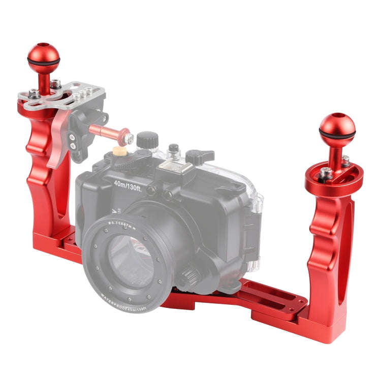 PULUZ Dual Handles Aluminium Alloy Tray Stabilizer for Underwater Camera Housings(Red)