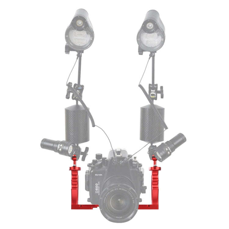 PULUZ Dual Handles Aluminium Alloy Tray Stabilizer for Underwater Camera Housings(Red)