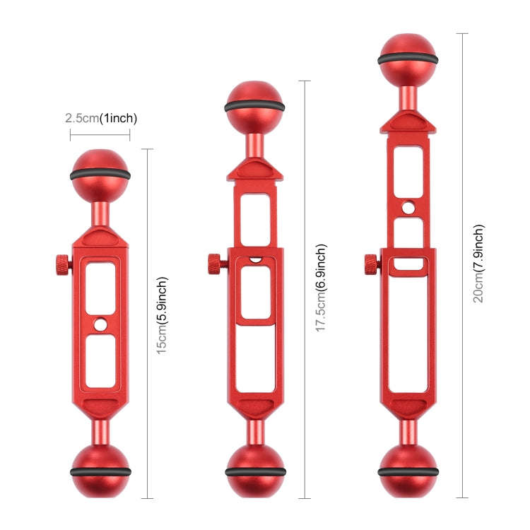 PULUZ 7.9 inch 20cm Adjustable Aluminum Alloy Dual Balls Arm with 1/4 Thread, Ball Diameter: 25mm...