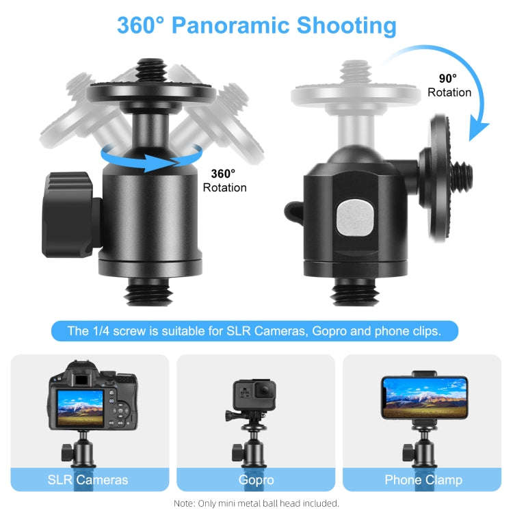 PULUZ 3/8 inch Outer Screw Metal Tripod Ball Head Adapter with Knob Lock(Black)