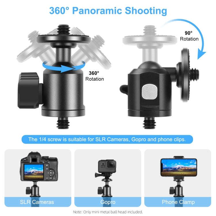 PULUZ 1/4 inch Outer Screw Metal Tripod Ball Head Adapter with Knob Lock(Black)