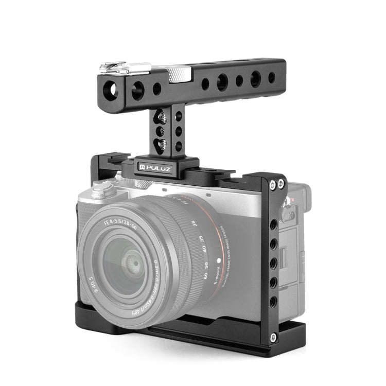 PULUZ Video Camera Cage Filmmaking Rig with Handle for Sony Alpha 7C / ILCE-7C / A7C(Black)
