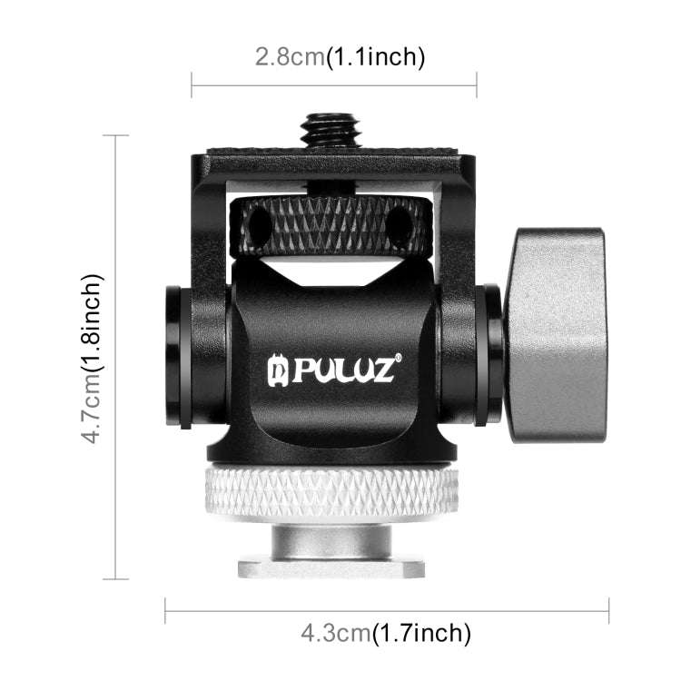 PULUZ Mini 180 Degree Swing Tripod Ball Head Cold Shoe Mount Adapter(Silver)
